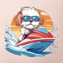 Bišonek na vodním skútru