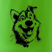 Černobílá karikatura husky