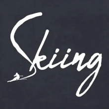 Skiing nápis lyžař
