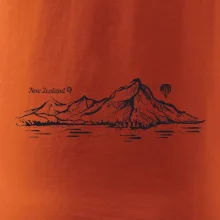 Nový Zéland nápis a hory Aoraki -  Mount Cook