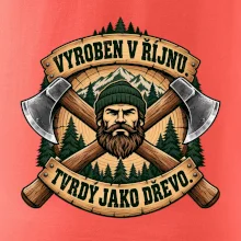 Dřevorubec vyroben v říjnu s překříženými sekerami