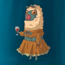 Alpaka s vínem žena