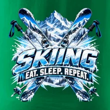 Sjezdové lyže v horách eat sleep repeat