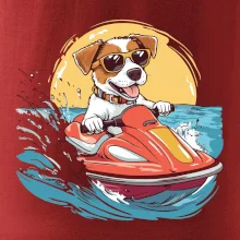 Jack russell teriér na vodním skútru