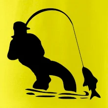 Rybář tahající rybu