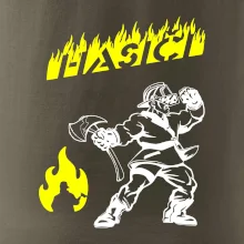 Hasič stojící - nápis hasiči - Velký nápis  na zádech