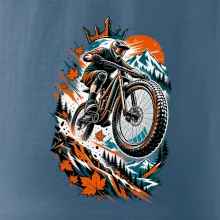 Listopadový horský cyklista při adrenalinovém skoku