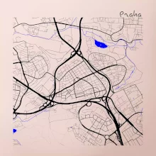 Praha - 14100 mapa s vodními toky