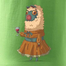 Alpaka s vínem žena