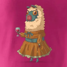 Alpaka s vínem žena