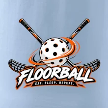 Florbalové hokejky s děrovaným míčkem eat sleep repeat