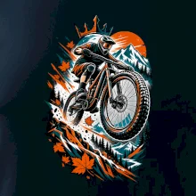 Listopadový horský cyklista při adrenalinovém skoku