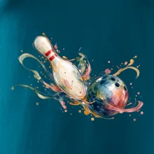 Bowling akvarelová koule a kuželka