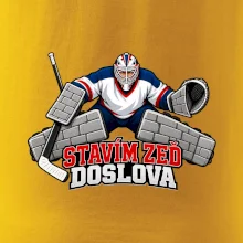 Hokejový brankář staví zeď