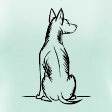 Pes kreslený zezadu