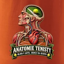 Anatomie tenisty hlava v autu srdce na kurtu