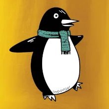 Tučňák se zelenou šálou