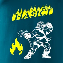 Hasič stojící - nápis hasiči - Velký nápis  na zádech
