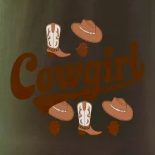 Cowgirl nápis a oblečení Cowgirl nápis a oblečení