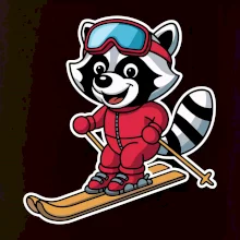 Mýval na lyžích - kreslený