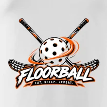 Florbalové hokejky s děrovaným míčkem eat sleep repeat