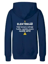 Elektrikář - hlavní jistič - Nápis na zádech