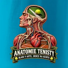 Anatomie tenisty hlava v autu srdce na kurtu