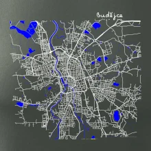 Budějce  - Mapa s vodními toky