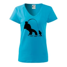 Rybář tahající rybu