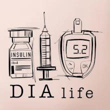 D I A life - kreslený insulin injekce a glukometr