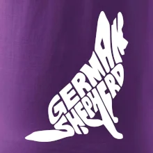 Německý ovčák sedící napis