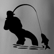 Rybář tahající rybu