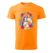 Kůň barevný s květinami