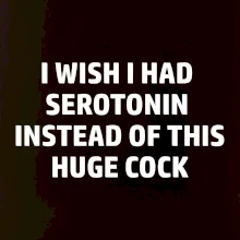 I wish I had serotonin instead of this huge cock