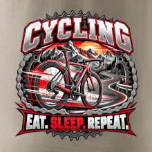 Cyklistické kolo mezi horami eat sleep repeat