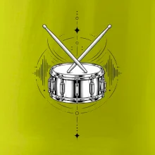 Symetrický buben s paličkami - minimalistická rytmická grafika
