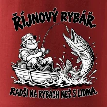 Říjnový rybář v loďce s obří štikou