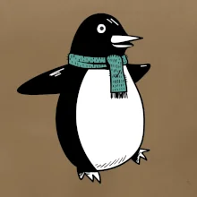 Tučňák se zelenou šálou