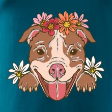 Americký stafordširský teriér hlava s květinami