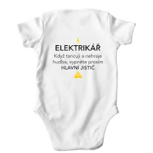 Elektrikář - hlavní jistič - Nápis na zádech