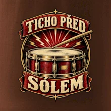 Ticho před sólem - vintage bubenický emblém