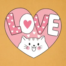 Kočka love - růžové srdce