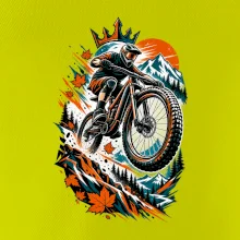 Listopadový horský cyklista při adrenalinovém skoku
