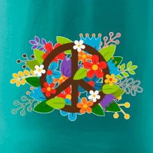 Peace symbol prorostlý květinami