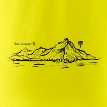 Nový Zéland nápis a hory Aoraki -  Mount Cook