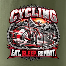 Cyklistické kolo mezi horami eat sleep repeat