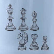 Šachové figurky kreslené