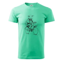 Kráva v obleku na kole