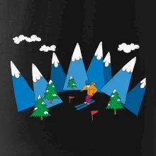 Lyžař a barevné hory