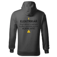 Elektrikář - hlavní jistič - Nápis na zádech